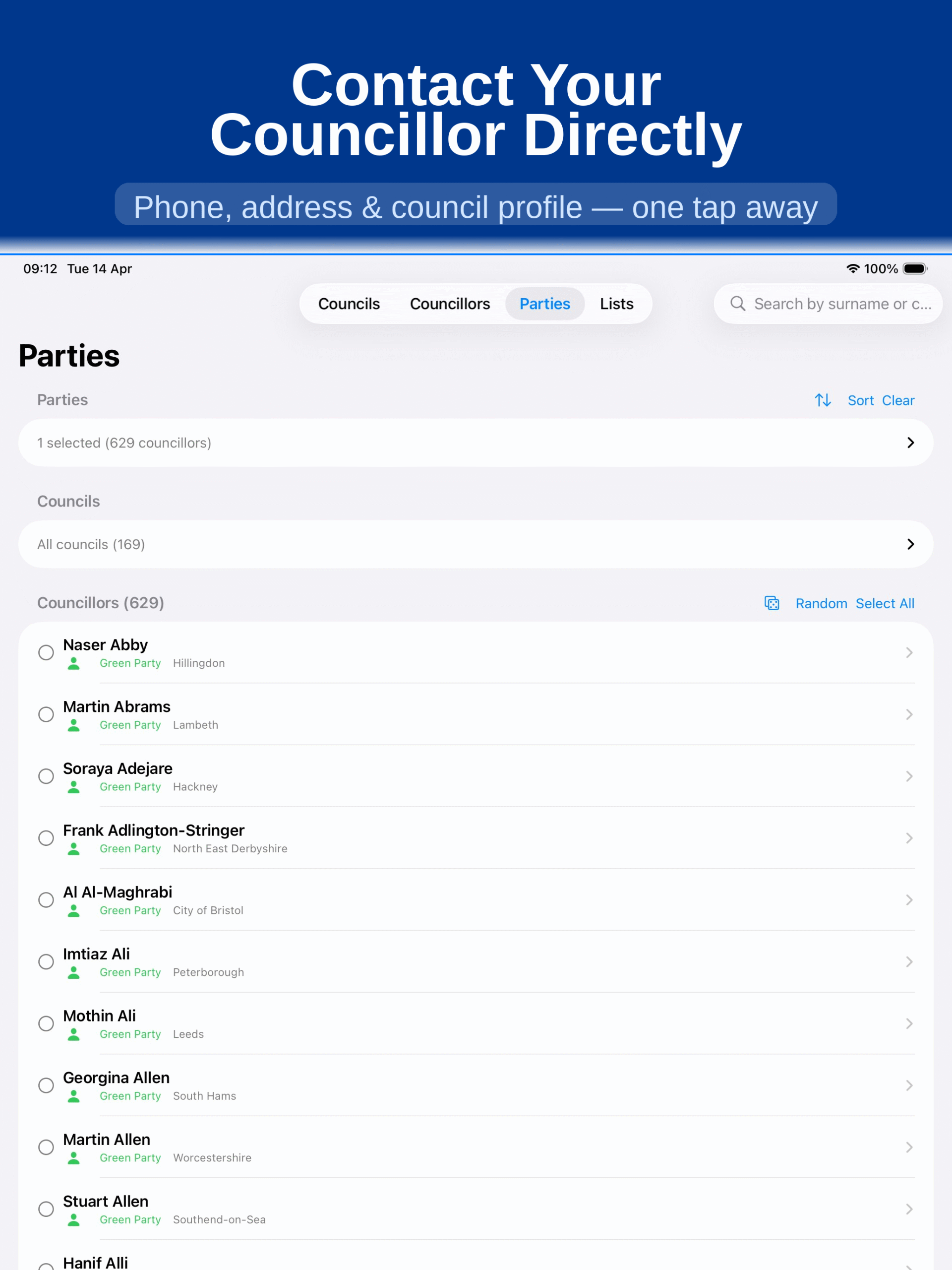 Compose email sheet addressed to 11 SNP councillors with BCC privacy option